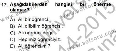 Genel Dilbilim 2 Dersi 2014 - 2015 Yılı (Vize) Ara Sınavı 17. Soru