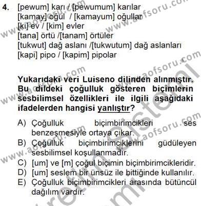 Genel Dilbilim 2 Dersi 2014 - 2015 Yılı (Vize) Ara Sınavı 4. Soru