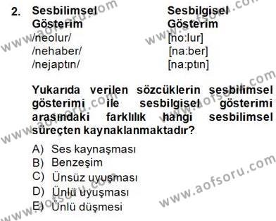 Genel Dilbilim 2 Dersi 2014 - 2015 Yılı (Final) Dönem Sonu Sınavı 2. Soru
