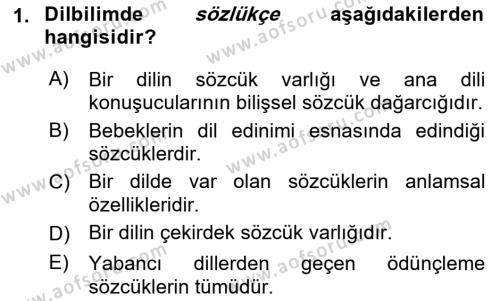 Genel Dilbilim 2 Dersi 2017 - 2018 Yılı (Vize) Ara Sınavı 1. Soru