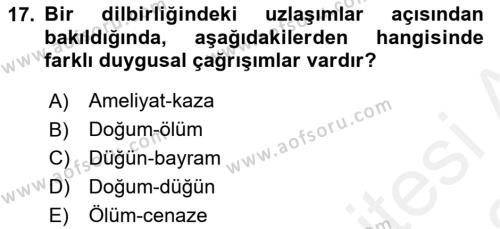 Genel Dilbilim 2 Dersi 2017 - 2018 Yılı (Vize) Ara Sınavı 17. Soru