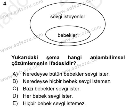 Genel Dilbilim 2 Dersi 2017 - 2018 Yılı (Final) Dönem Sonu Sınavı 4. Soru