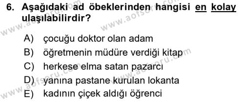 Genel Dilbilim 2 Dersi 2018 - 2019 Yılı 3 Ders Sınavı 6. Soru