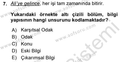 Genel Dilbilim 2 Dersi 2018 - 2019 Yılı 3 Ders Sınavı 7. Soru