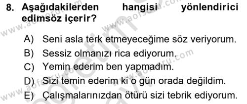 Genel Dilbilim 2 Dersi 2018 - 2019 Yılı 3 Ders Sınavı 8. Soru