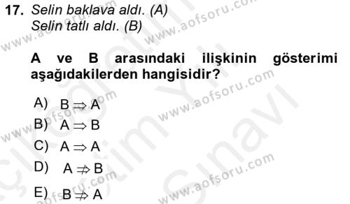 Genel Dilbilim 2 Dersi 2018 - 2019 Yılı (Vize) Ara Sınavı 17. Soru