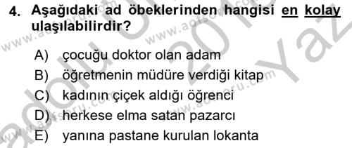 Genel Dilbilim 2 Dersi 2018 - 2019 Yılı Yaz Okulu Sınavı 4. Soru