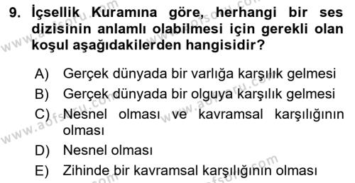 Genel Dilbilim 2 Dersi 2020 - 2021 Yılı Yaz Okulu Sınavı 9. Soru