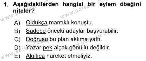 Genel Dilbilim 2 Dersi 2021 - 2022 Yılı (Vize) Ara Sınavı 1. Soru