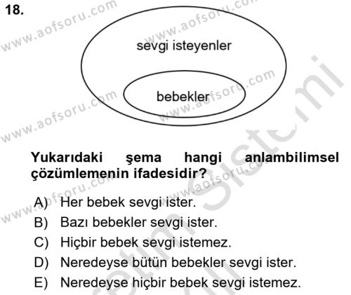 Genel Dilbilim 2 Dersi 2021 - 2022 Yılı (Vize) Ara Sınavı 18. Soru