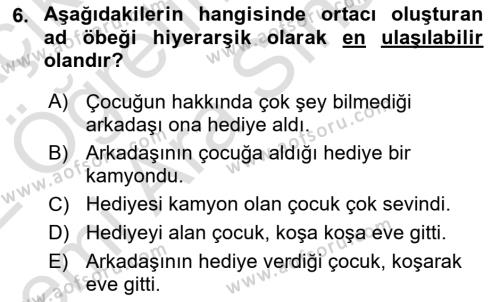 Genel Dilbilim 2 Dersi 2021 - 2022 Yılı (Vize) Ara Sınavı 6. Soru