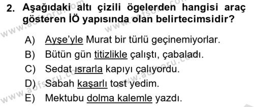 Genel Dilbilim 2 Dersi 2021 - 2022 Yılı (Final) Dönem Sonu Sınavı 2. Soru