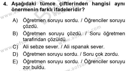 Genel Dilbilim 2 Dersi 2021 - 2022 Yılı (Final) Dönem Sonu Sınavı 4. Soru