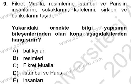 Genel Dilbilim 2 Dersi 2021 - 2022 Yılı Yaz Okulu Sınavı 9. Soru