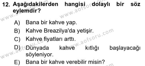 Genel Dilbilim 2 Dersi 2022 - 2023 Yılı Yaz Okulu Sınavı 12. Soru