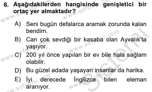 Genel Dilbilim 2 Dersi 2022 - 2023 Yılı Yaz Okulu Sınavı 6. Soru