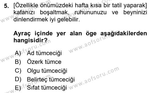 Genel Dilbilim 2 Dersi 2023 - 2024 Yılı (Vize) Ara Sınavı 5. Soru