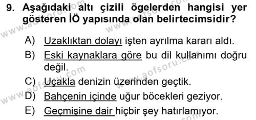 Genel Dilbilim 2 Dersi 2023 - 2024 Yılı (Vize) Ara Sınavı 9. Soru