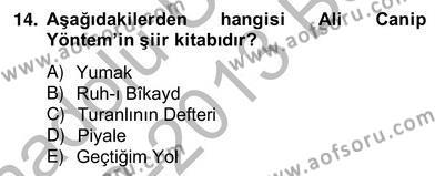2. Meşrutiyet Dönemi Türk Edebiyatı Dersi 2012 - 2013 Yılı (Vize) Ara Sınavı 14. Soru