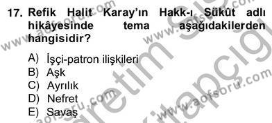2. Meşrutiyet Dönemi Türk Edebiyatı Dersi 2012 - 2013 Yılı (Vize) Ara Sınavı 17. Soru