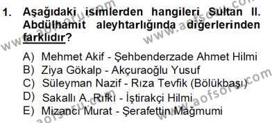 2. Meşrutiyet Dönemi Türk Edebiyatı Dersi 2012 - 2013 Yılı (Final) Dönem Sonu Sınavı 1. Soru