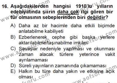 2. Meşrutiyet Dönemi Türk Edebiyatı Dersi 2012 - 2013 Yılı (Final) Dönem Sonu Sınavı 16. Soru