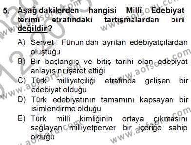 2. Meşrutiyet Dönemi Türk Edebiyatı Dersi 2012 - 2013 Yılı (Final) Dönem Sonu Sınavı 5. Soru