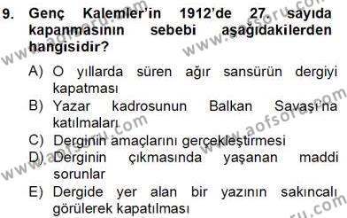 2. Meşrutiyet Dönemi Türk Edebiyatı Dersi 2012 - 2013 Yılı (Final) Dönem Sonu Sınavı 9. Soru