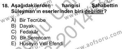 2. Meşrutiyet Dönemi Türk Edebiyatı Dersi 2013 - 2014 Yılı (Vize) Ara Sınavı 18. Soru