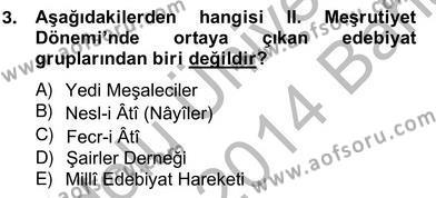 2. Meşrutiyet Dönemi Türk Edebiyatı Dersi 2013 - 2014 Yılı (Vize) Ara Sınavı 3. Soru