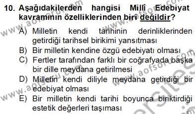 2. Meşrutiyet Dönemi Türk Edebiyatı Dersi 2013 - 2014 Yılı (Final) Dönem Sonu Sınavı 10. Soru