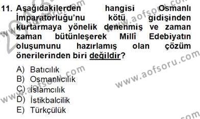2. Meşrutiyet Dönemi Türk Edebiyatı Dersi 2013 - 2014 Yılı (Final) Dönem Sonu Sınavı 11. Soru
