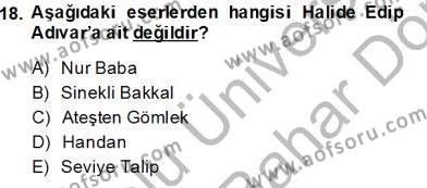 2. Meşrutiyet Dönemi Türk Edebiyatı Dersi 2013 - 2014 Yılı (Final) Dönem Sonu Sınavı 18. Soru