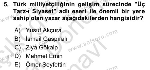 2. Meşrutiyet Dönemi Türk Edebiyatı Dersi 2015 - 2016 Yılı (Final) Dönem Sonu Sınavı 5. Soru