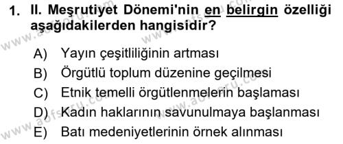 2. Meşrutiyet Dönemi Türk Edebiyatı Dersi 2016 - 2017 Yılı (Vize) Ara Sınavı 1. Soru