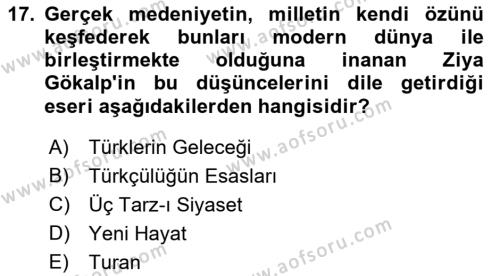 2. Meşrutiyet Dönemi Türk Edebiyatı Dersi 2017 - 2018 Yılı 3 Ders Sınavı 17. Soru