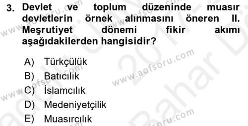 2. Meşrutiyet Dönemi Türk Edebiyatı Dersi 2017 - 2018 Yılı (Vize) Ara Sınavı 3. Soru