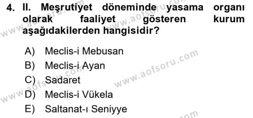 2. Meşrutiyet Dönemi Türk Edebiyatı Dersi 2017 - 2018 Yılı (Vize) Ara Sınavı 4. Soru