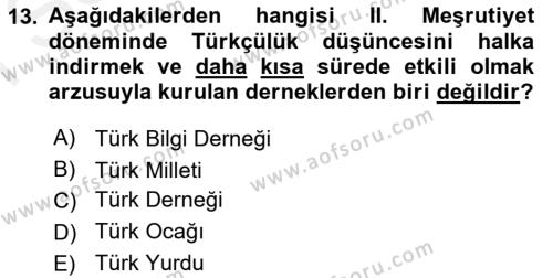 2. Meşrutiyet Dönemi Türk Edebiyatı Dersi 2017 - 2018 Yılı (Final) Dönem Sonu Sınavı 13. Soru