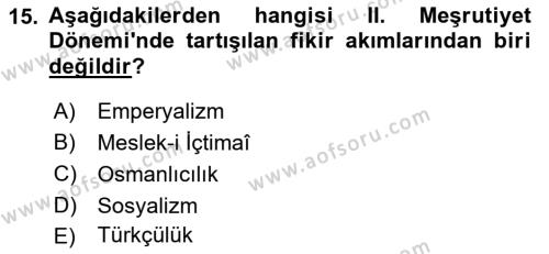 2. Meşrutiyet Dönemi Türk Edebiyatı Dersi 2017 - 2018 Yılı (Final) Dönem Sonu Sınavı 15. Soru