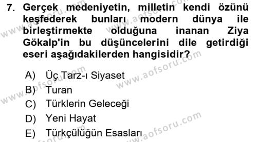 2. Meşrutiyet Dönemi Türk Edebiyatı Dersi 2017 - 2018 Yılı (Final) Dönem Sonu Sınavı 7. Soru