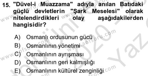 2. Meşrutiyet Dönemi Türk Edebiyatı Dersi 2020 - 2021 Yılı Yaz Okulu Sınavı 15. Soru