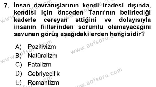 2. Meşrutiyet Dönemi Türk Edebiyatı Dersi 2020 - 2021 Yılı Yaz Okulu Sınavı 7. Soru