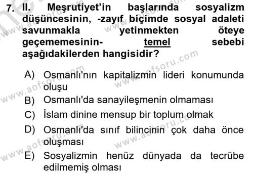 2. Meşrutiyet Dönemi Türk Edebiyatı Dersi 2023 - 2024 Yılı (Vize) Ara Sınavı 7. Soru