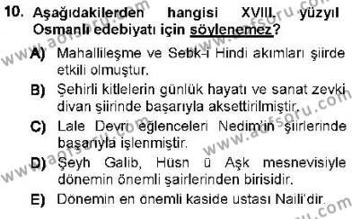 XVI-XIX. Yüzyıllar Türk Dili Dersi 2012 - 2013 Yılı (Vize) Ara Sınavı 10. Soru