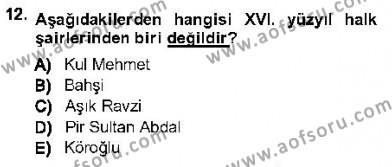XVI-XIX. Yüzyıllar Türk Dili Dersi 2012 - 2013 Yılı (Vize) Ara Sınavı 12. Soru