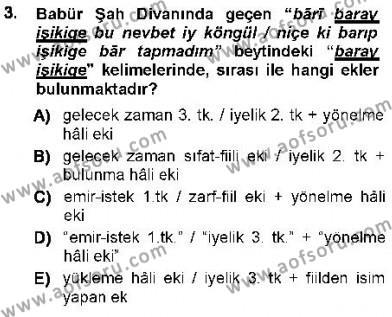 XVI-XIX. Yüzyıllar Türk Dili Dersi 2012 - 2013 Yılı (Vize) Ara Sınavı 3. Soru