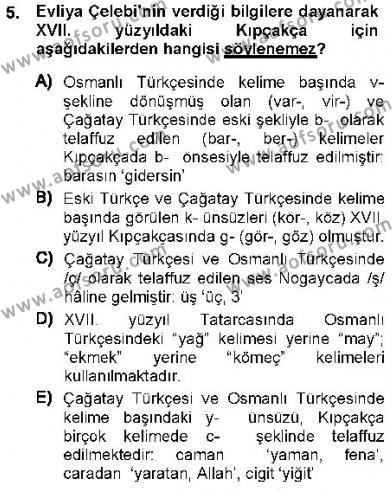 XVI-XIX. Yüzyıllar Türk Dili Dersi 2012 - 2013 Yılı (Vize) Ara Sınavı 5. Soru
