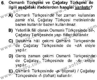 XVI-XIX. Yüzyıllar Türk Dili Dersi 2012 - 2013 Yılı (Vize) Ara Sınavı 6. Soru