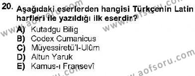 XVI-XIX. Yüzyıllar Türk Dili Dersi 2012 - 2013 Yılı (Final) Dönem Sonu Sınavı 20. Soru
